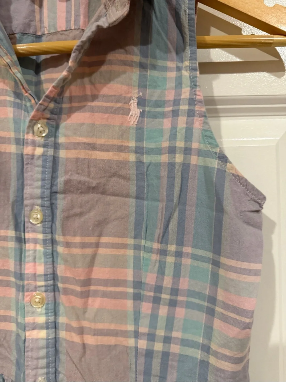 Polo by Ralph Lauren Girls Pastel Plaid Sleeveless Button-Front Dress 14